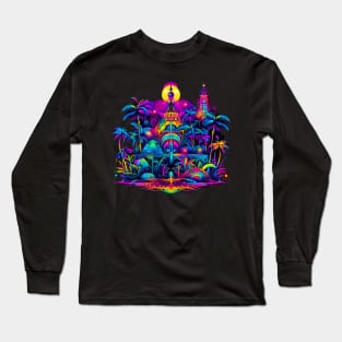 Neon Paradise Color Sunset Long Sleeve T-Shirt